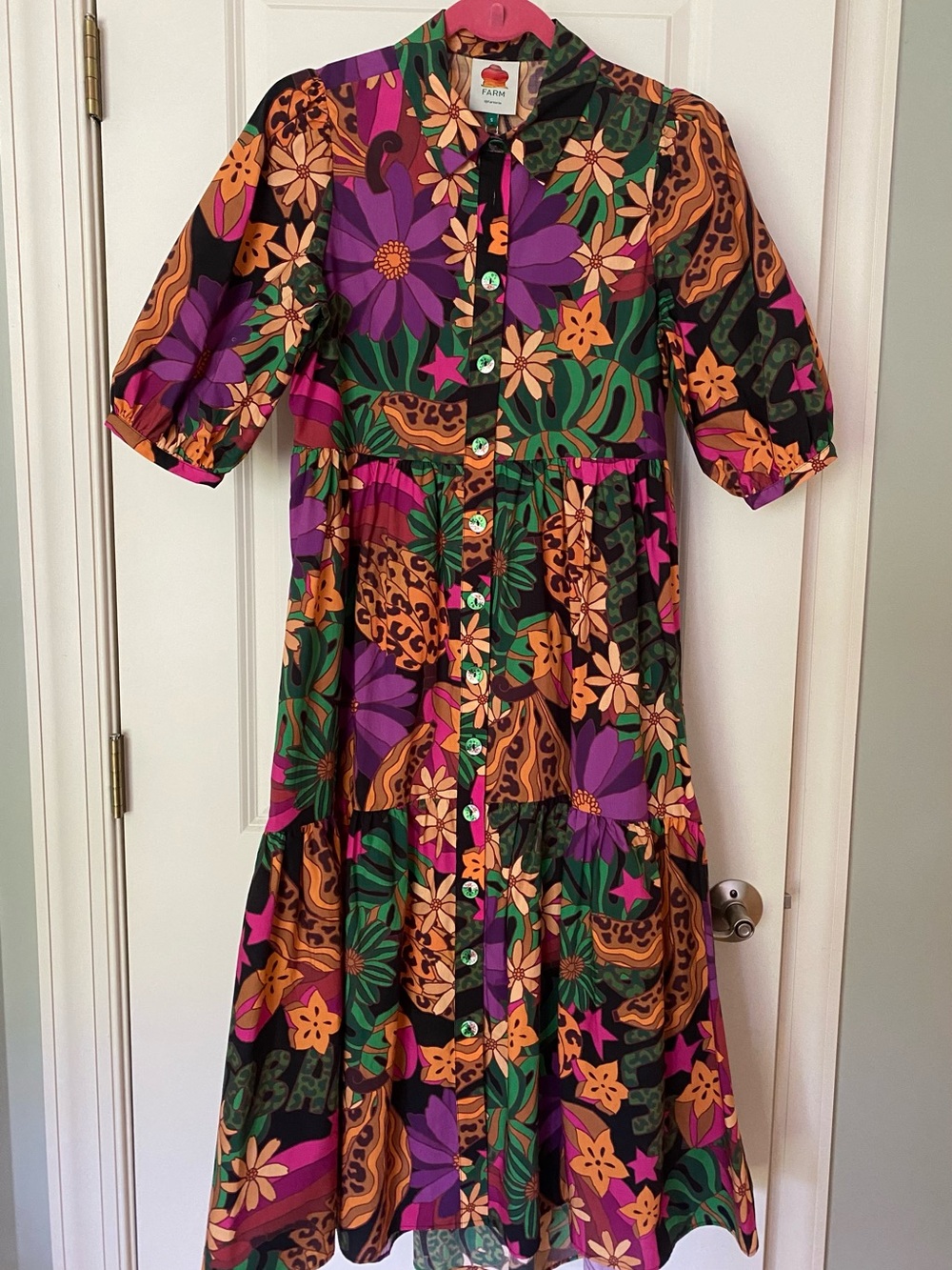 NWT, FARM RIO, Star Fruit Midi Dress, Size Small